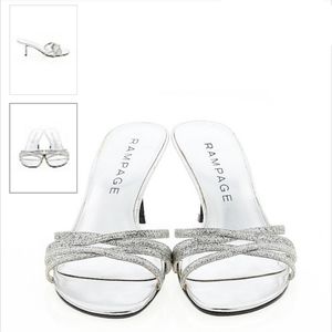 Rampage silver glitter kitten heel mules